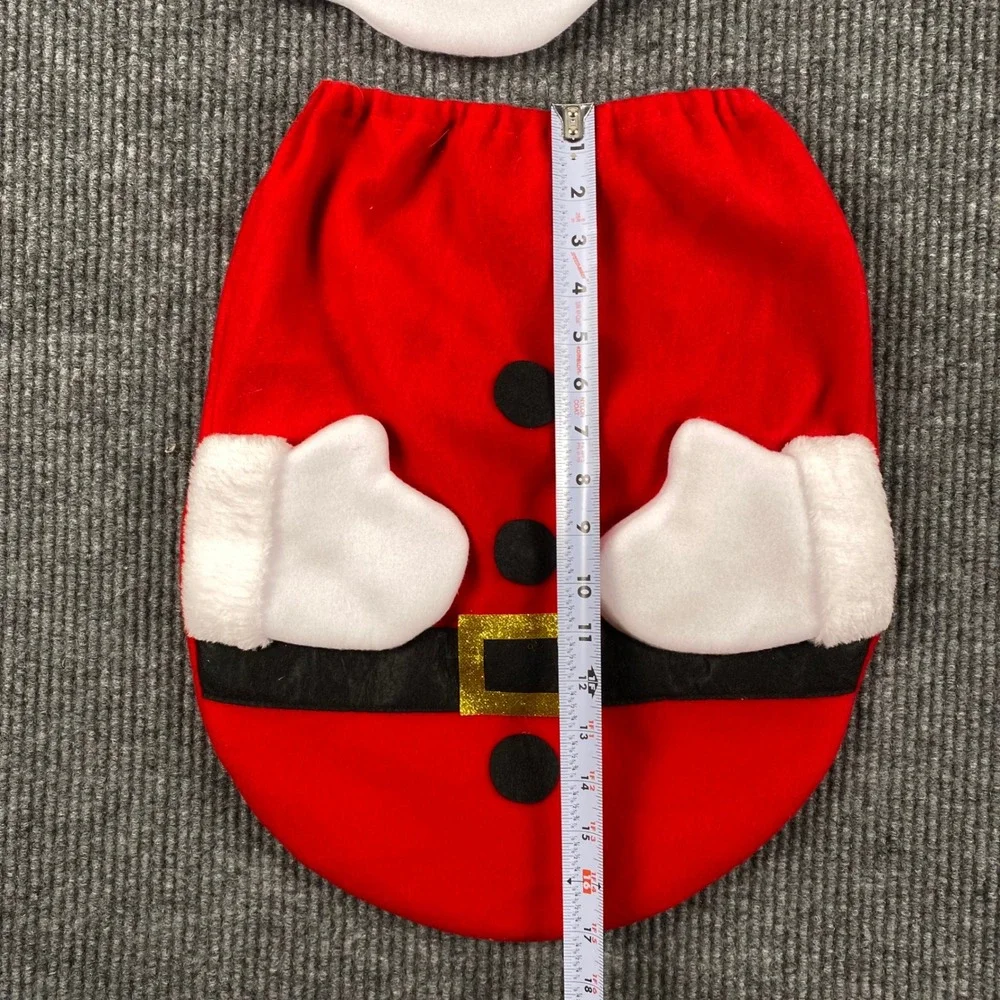 Santa Claus Christmas Toilet Seat and Tank Cover Set Red Holiday Bathroom Decor